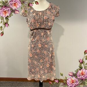 Vintage short sleeve Floral midi Dress size 12